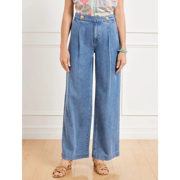 Talbots Denim - Talbots Wide Leg Trouser Jeans Y2K NWT Naomi Wash Sz 12 A004095